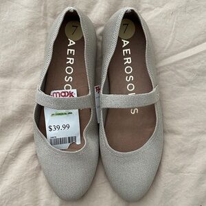 AEROSOLES Light Gray Mary Jane Flats